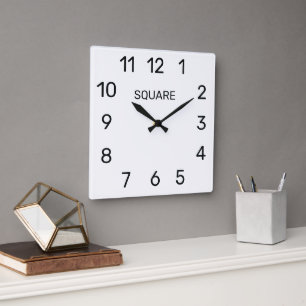Square wall clock with modern dial design
