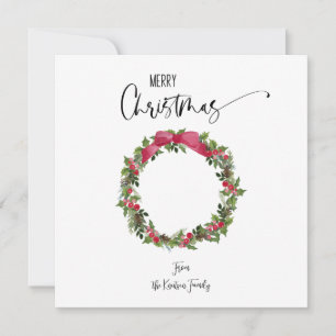 Square Watercolor Personalised Christmas Card