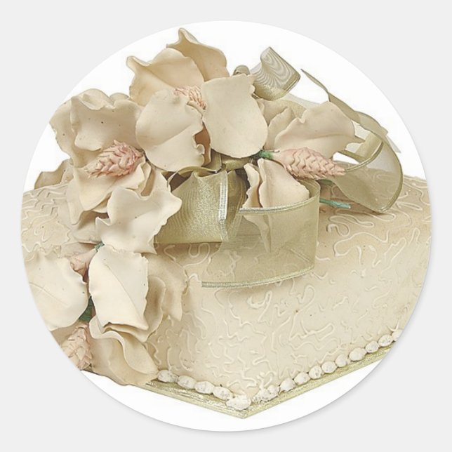 Square Wedding Cake Classic Round Sticker (Front)