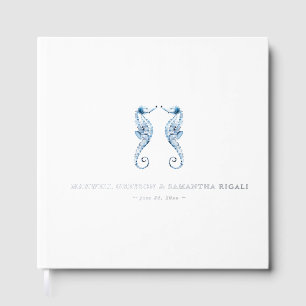 Square Wedding Guest Books Watercolor Seahorses