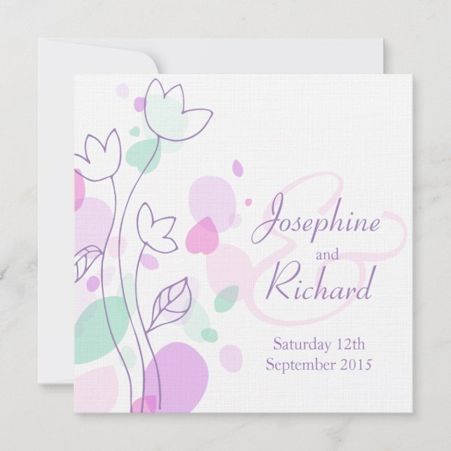 Square wedding invite graphic modern flower petals (Front)