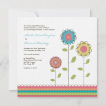 Square Wedding Rainbow Tall Flowers Invitation