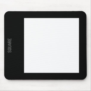 Square - White on Black Mouse Mat