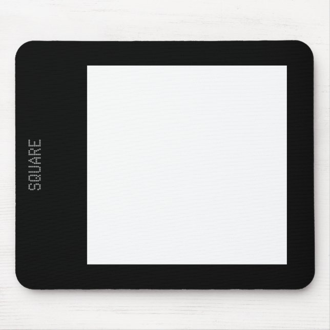 Square - White on Black Mouse Mat (Front)