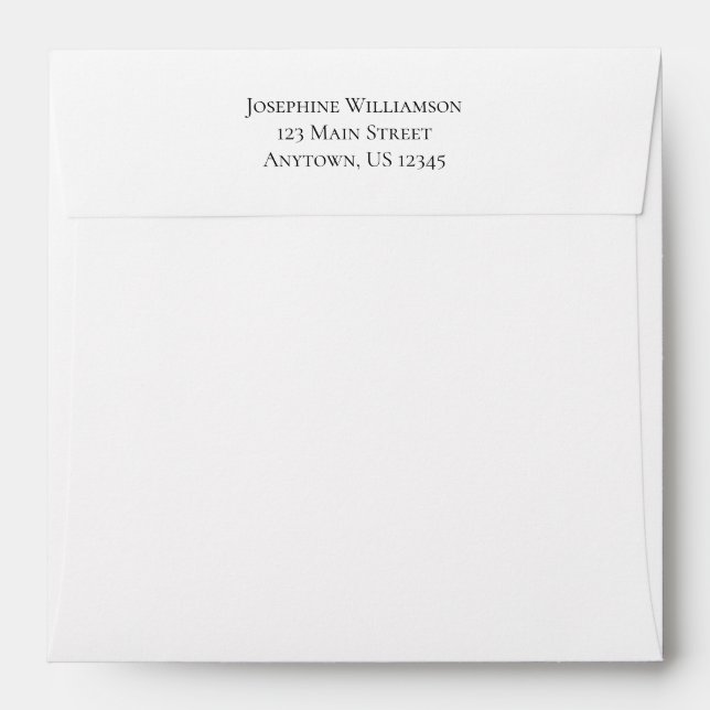 Square White Plain Simple Return Address Envelope (Back (Top Flap))