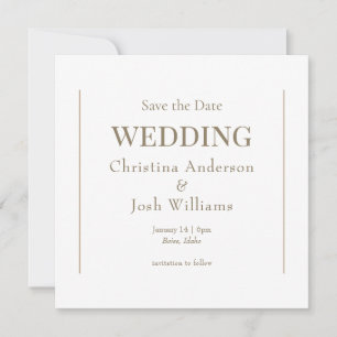 Square  White Wedding Save the Date Invitation