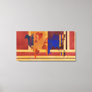 Square With Lines World Map Canvas Print