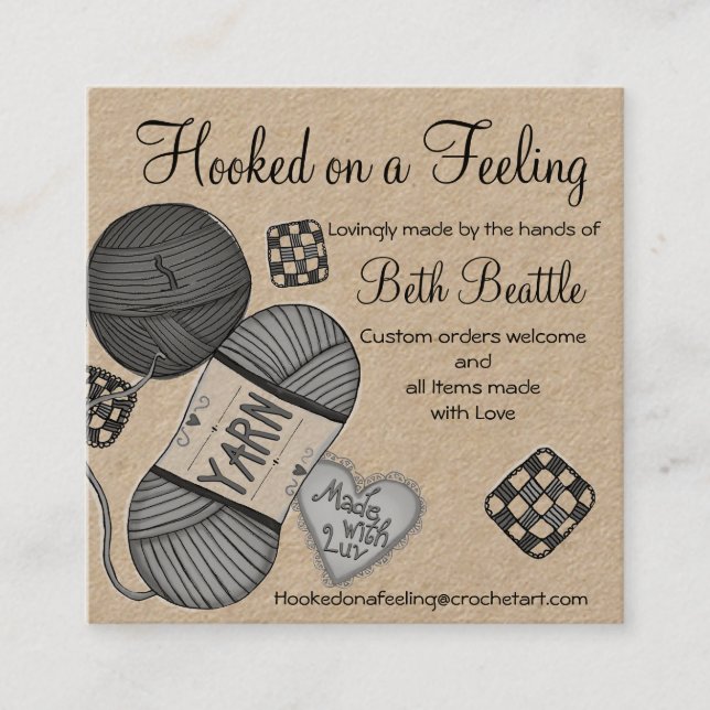 Square yarn/Crochet/Knitting Business Cards (Front)
