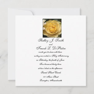 Square Yellow Rose Wedding Invitation