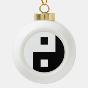 Square Yin Yang Ceramic Ball Christmas Ornament