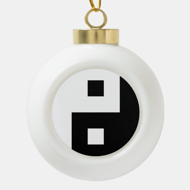 Square Yin Yang Ceramic Ball Christmas Ornament (Front)