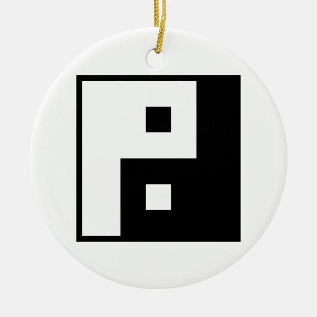 Square Yin Yang Ceramic Tree Decoration (Front)
