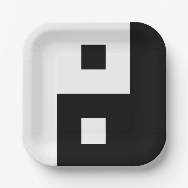 Square Yin Yang Paper Plate (Front)