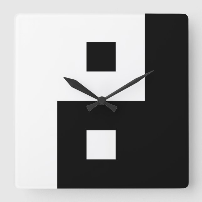 Square Yin Yang Square Wall Clock (Front)