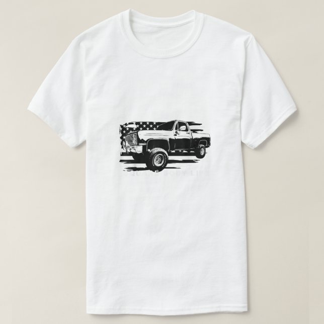 Squarebody Truck American Flag Square Body  T-Shirt (Design Front)