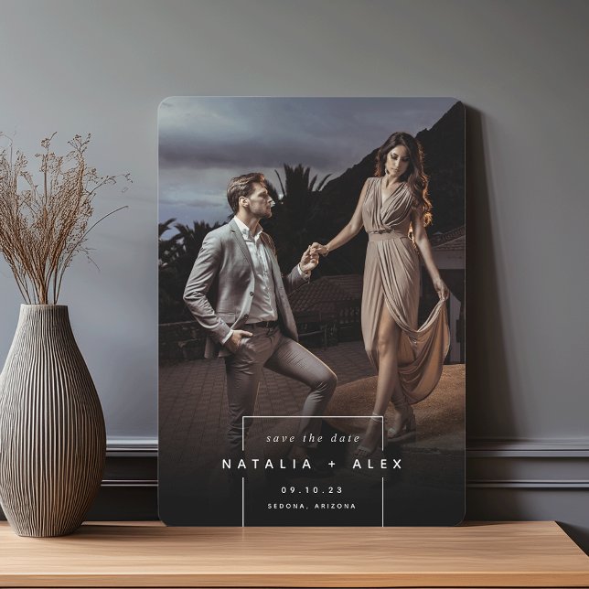 Squared Away | Simple Modern Vertical Photo Save The Date (Creator Uploaded)