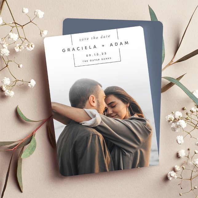 Squared Away | Simple Modern Vertical Photo Save The Date (Creator Uploaded)