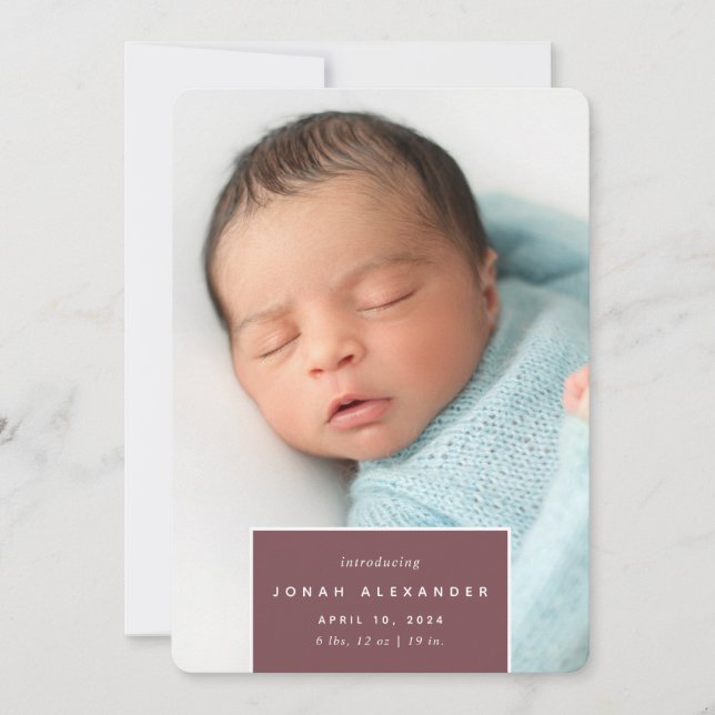 Squared Away | Vertical Photo Birth Announcement (Front)
