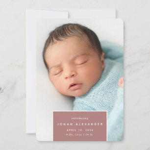 Squared Away Vertical Photo Birth Announcement