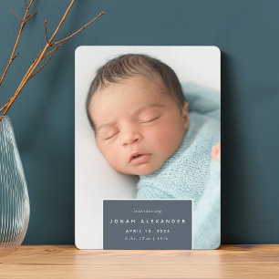 Squared Away Vertical Photo Birth Announcement