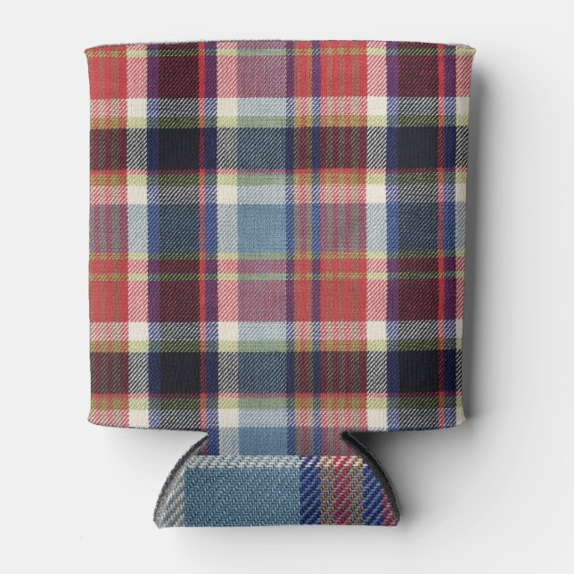 Squared Textile Texture Background. Can Cooler (Front)