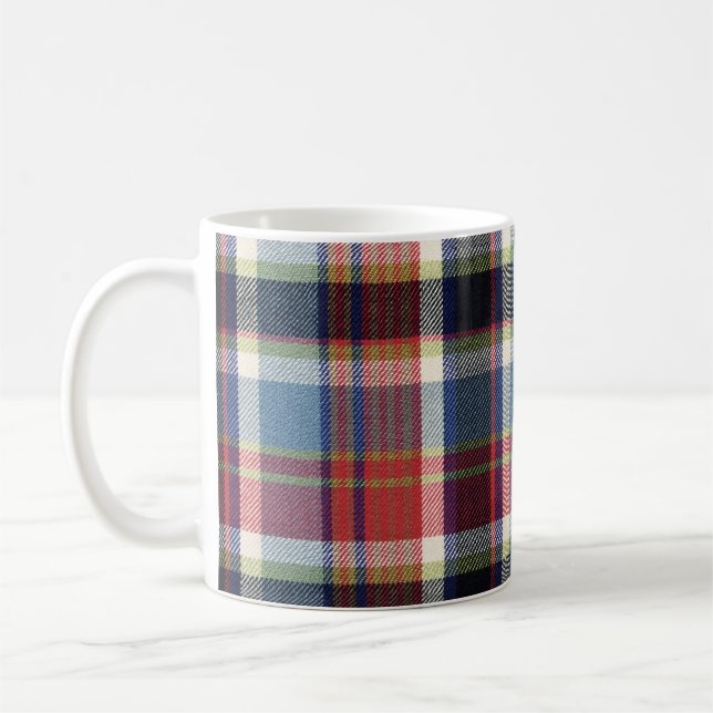Squared Textile Texture Background. Coffee Mug (Left)