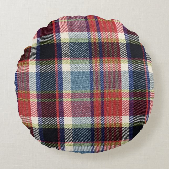 Squared Textile Texture Background. Round Cushion (Front)