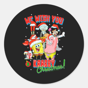 Squarepants Crabby Christmas Classic Round Sticker