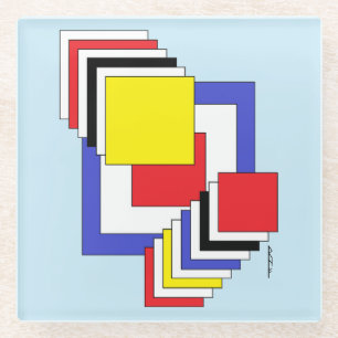 Squares Abstract Glass Coaster