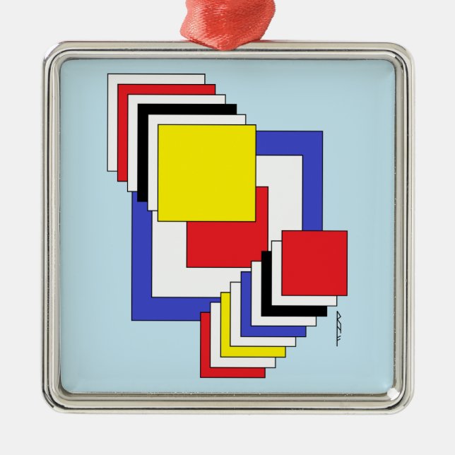 Squares Abstract Metal Tree Decoration (Front)