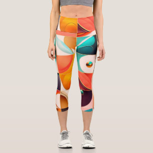 Squares Abstract Retro Popular Collection Capri Leggings