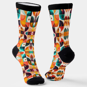 Squares Abstract Retro Popular Collection Socks