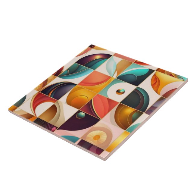 Squares Abstract Retro Popular Collection Tile (Side)