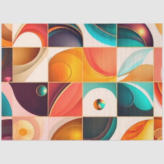 Squares Abstract Retro Popular Collection Tissue Paper (Front)