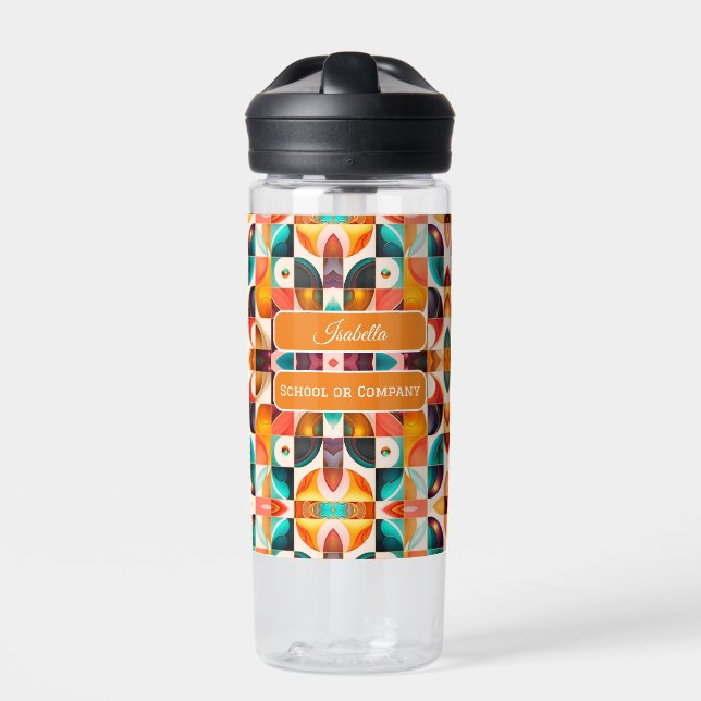 Squares Abstract Retro Popular Collection Water Bottle (Front)