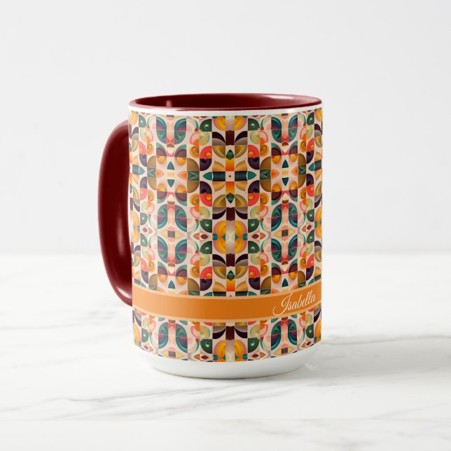 Squares Abstract Retro Trendy Collection Mug (Front Left)