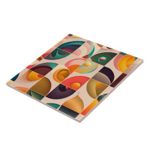 Squares Abstract Retro Trendy Collection Tile