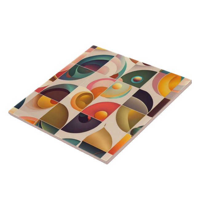 Squares Abstract Retro Trendy Collection Tile (Side)