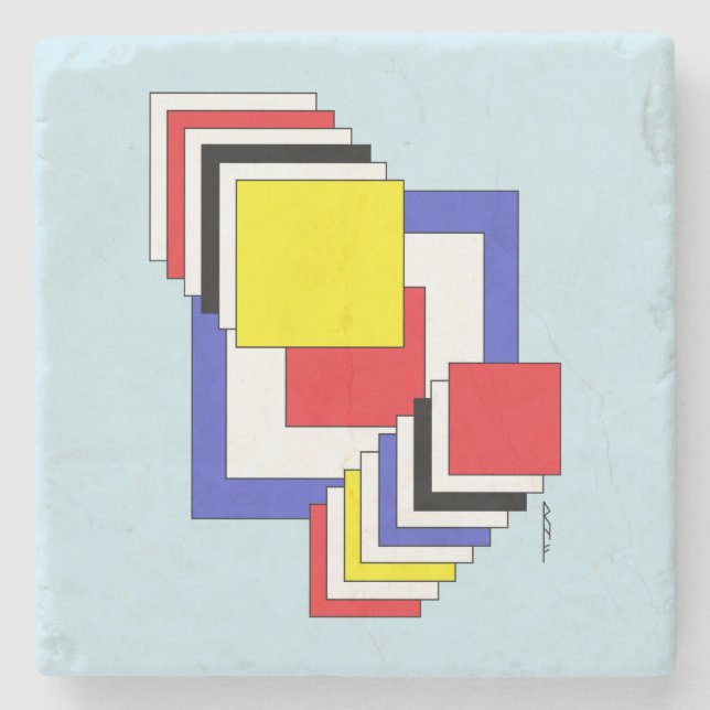 Squares Abstract Stone Coaster (Front)