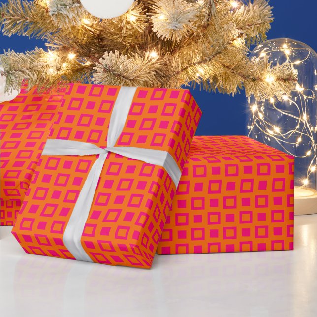 Squares and Boxes Pattern DIY Colours Ora Rasp Pin Wrapping Paper (Holidays)