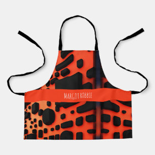 Squares and circles 3D Orange Urban Pattern Apron