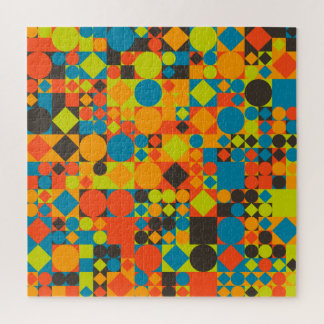 Squares and circles in 70's colours jigsaw puzzle