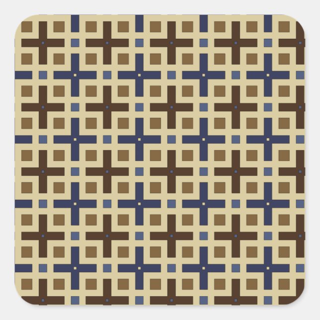 Squares and Crosses Square Sticker (Front)