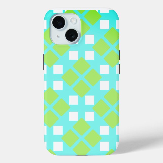 Squares and Diamonds in Cyan Case-Mate iPhone Case (Back)
