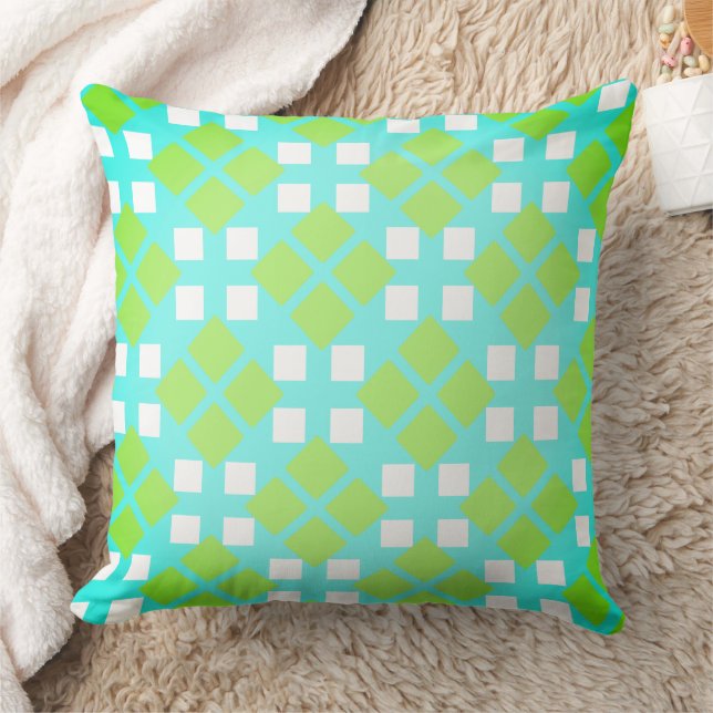 Squares and Diamonds in Green  Cushion (Blanket)