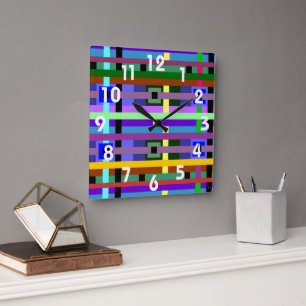 Squares and Lines Wall Clock