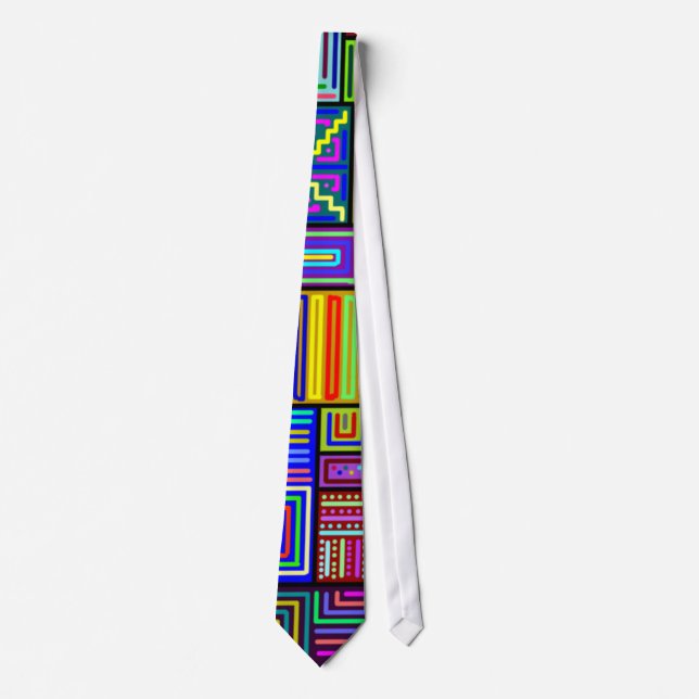 Squares and Rectangles Multicolored Tie Custom (Front)