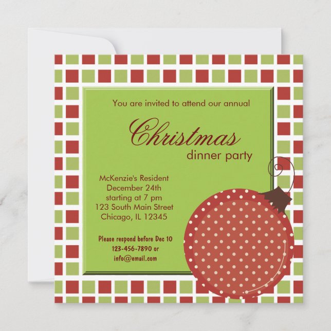 Squares Christmas dinner Invitation (Front)