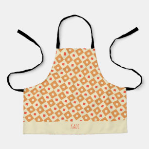 Squares & Diamonds Orange Pink Minimal Pattern Apron