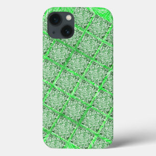 Squares, fake tile, fake green foliage    iPhone 13 case